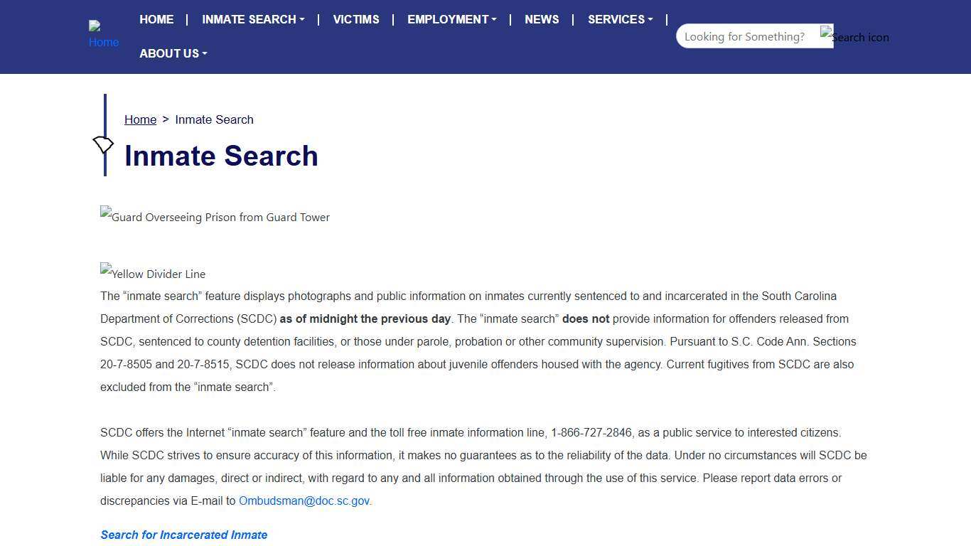 Inmate Search South Carolina Department of Corrections